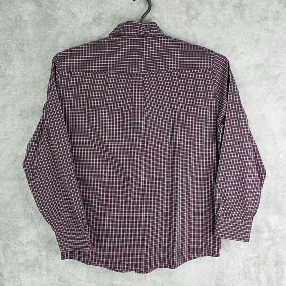Mens Chaps Red & Black Plaid Shirt Classic Fit Long Sleeve Button Down Size M - Picture 6 of 9